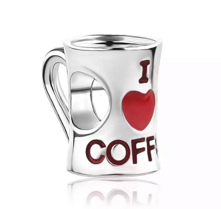 آویز نقره طرح i love cofee